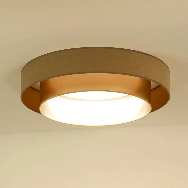 B-Ware Duolla Deckenleuchte Lampe LED Luneta Fernbedienung Samt beige gold dimmbar