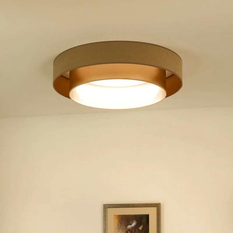 B-Ware Duolla Deckenleuchte Lampe LED Luneta Fernbedienung Samt beige gold dimmbar