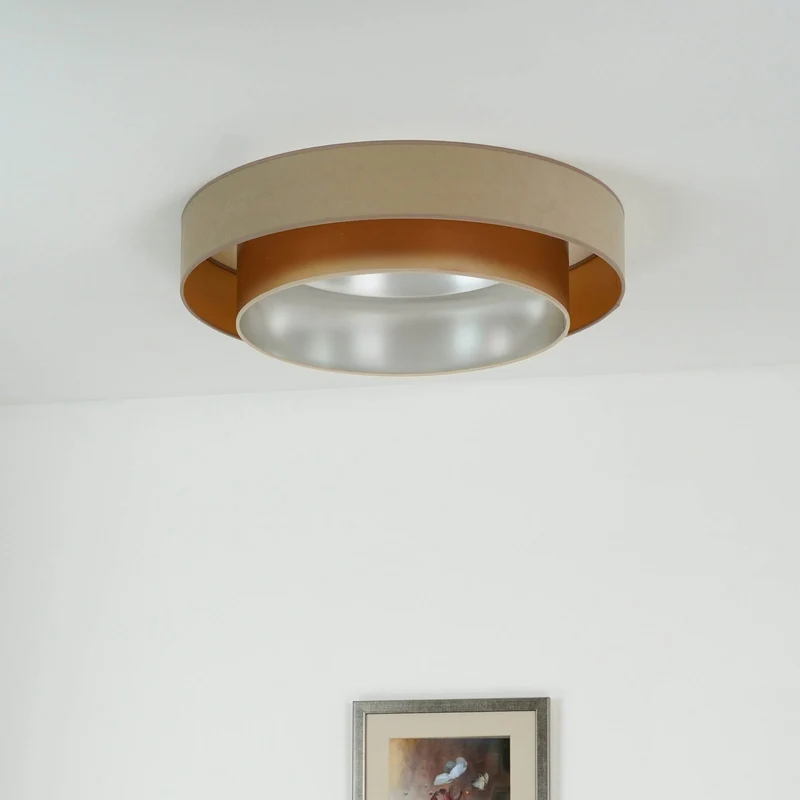 B-Ware Duolla Deckenleuchte Lampe LED Luneta Fernbedienung Samt beige gold dimmbar