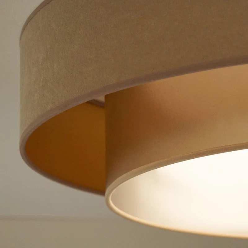 B-Ware Duolla Deckenleuchte Lampe LED Luneta Fernbedienung Samt beige gold dimmbar