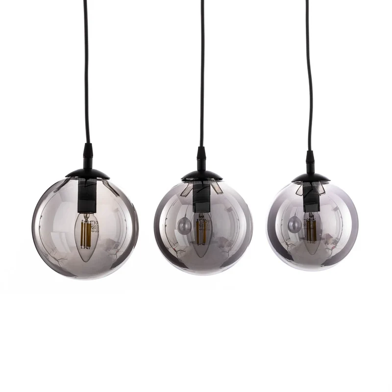 B-Ware EMIBIG Hängeleuchte Glassy 3-flg gerade schwarz grafit Glas Deckenlampe Leuchte