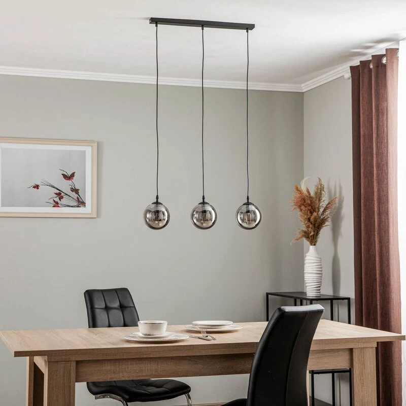 B-Ware EMIBIG Hängeleuchte Glassy 3-flg gerade schwarz grafit Glas Deckenlampe Leuchte