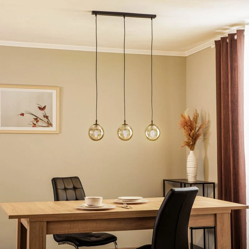 B-Ware EMIBIG Hängeleuchte Glassy 3-flg gerade schwarz grafit Glas Deckenlampe Leuchte