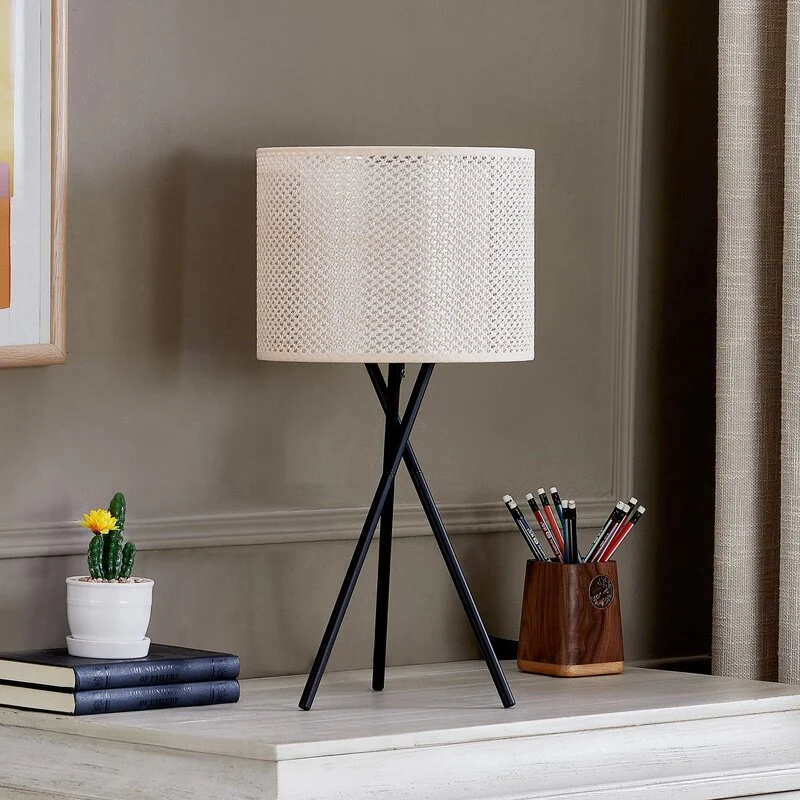 B-Ware Lindby Tischleuchte Soula Tischlampe Tischlicht Ø 26 cm beige Kunststoff E27