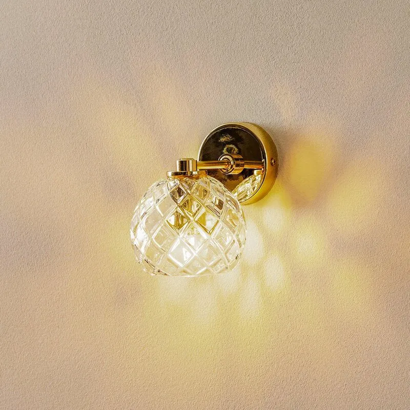 B-Ware Wandleuchte Lampe Odel Glas Messing transparent E27 Leuchte SIEHE TEXT/FOTO