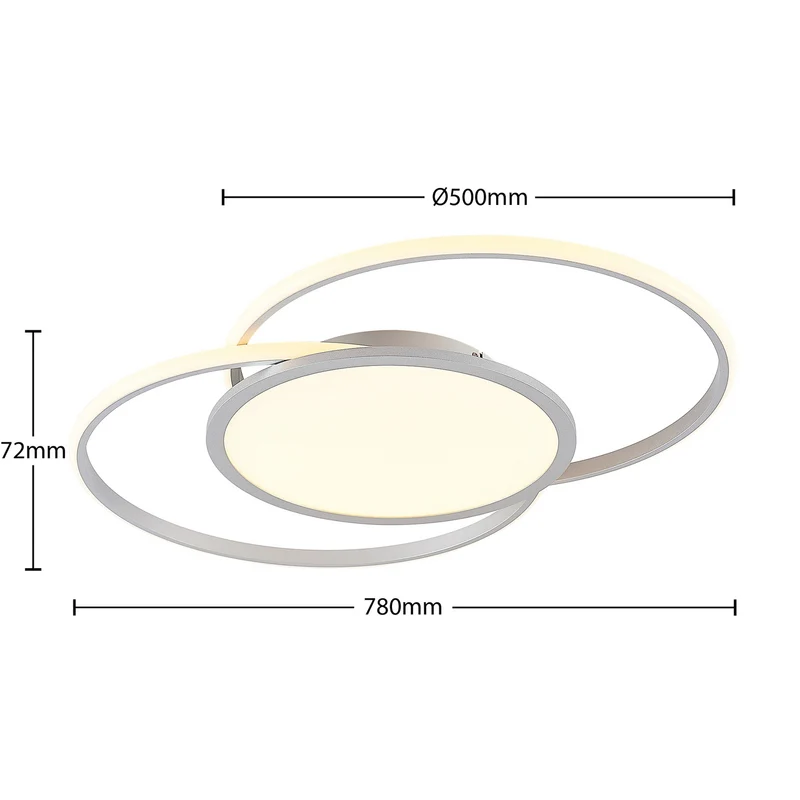 Lucande Deckenleuchte Deckenlampe LED Senne Silber Leuchte Lampe Wohnzimmer M24