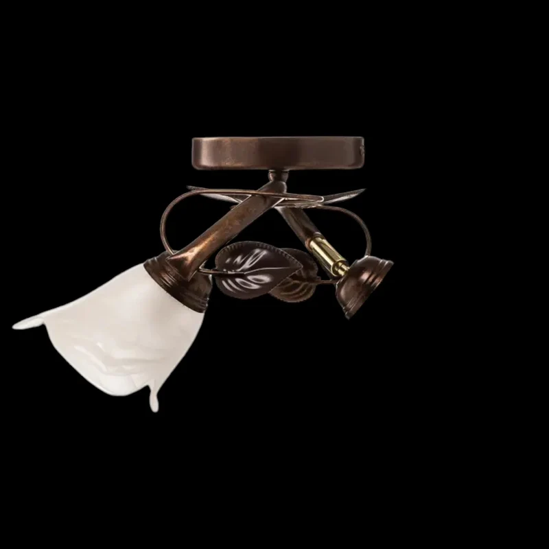 B-Ware Siena Deckenleuchte Florentinerlampe Lampe braun weiß Stahl Glas SIEHE TEXT/FOTO