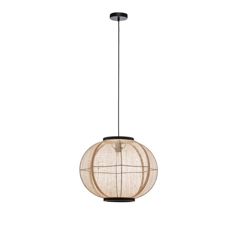 B-Ware Lindby Hängeleuchte Lampe Deckenleuchte Aurinil holzfarben Leinen Ø 48cm E27