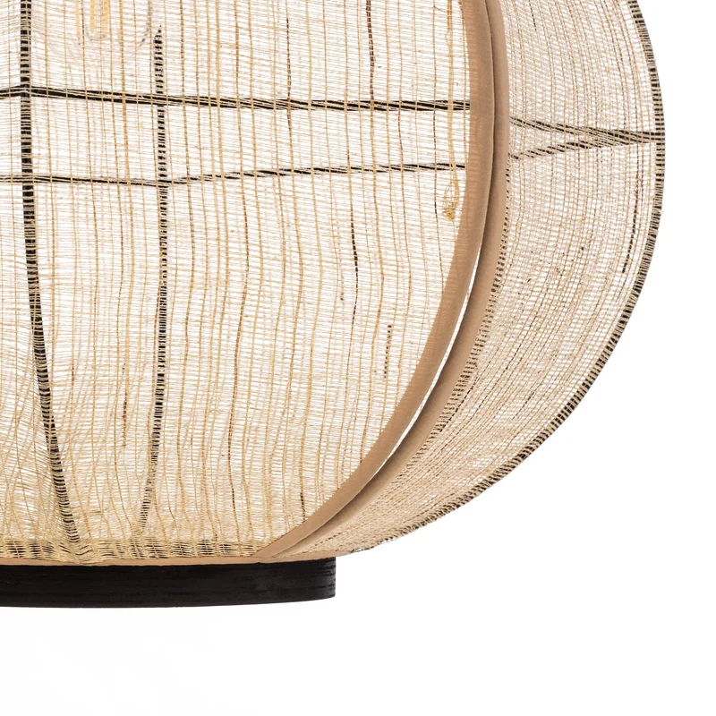 B-Ware Lindby Hängeleuchte Lampe Deckenleuchte Aurinil holzfarben Leinen Ø 48cm E27