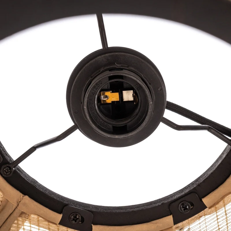 B-Ware Lindby Hängeleuchte Lampe Deckenleuchte Aurinil holzfarben Leinen Ø 48cm E27