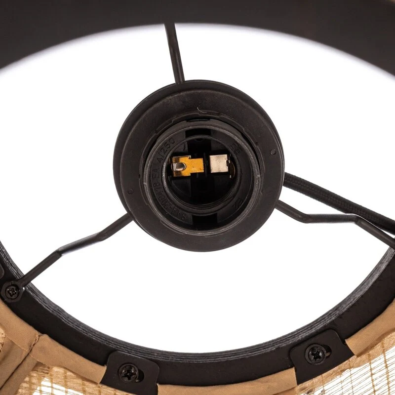 B-Ware Lindby Hängeleuchte Lampe Deckenleuchte Aurinil holzfarben Leinen Ø 48cm E27