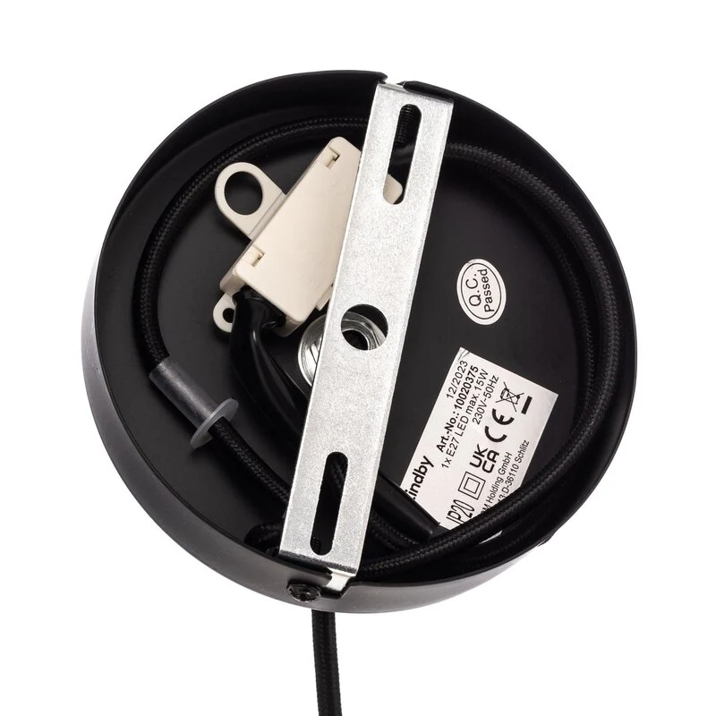 B-Ware Lindby Hängeleuchte Lampe Deckenleuchte Aurinil holzfarben Leinen Ø 48cm E27