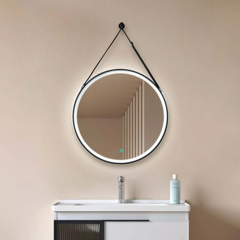 B-Ware Lucande Spiegel Badezimmerspiegel Lelin LED beleuchteter Spiegel CCT schwarz Alu