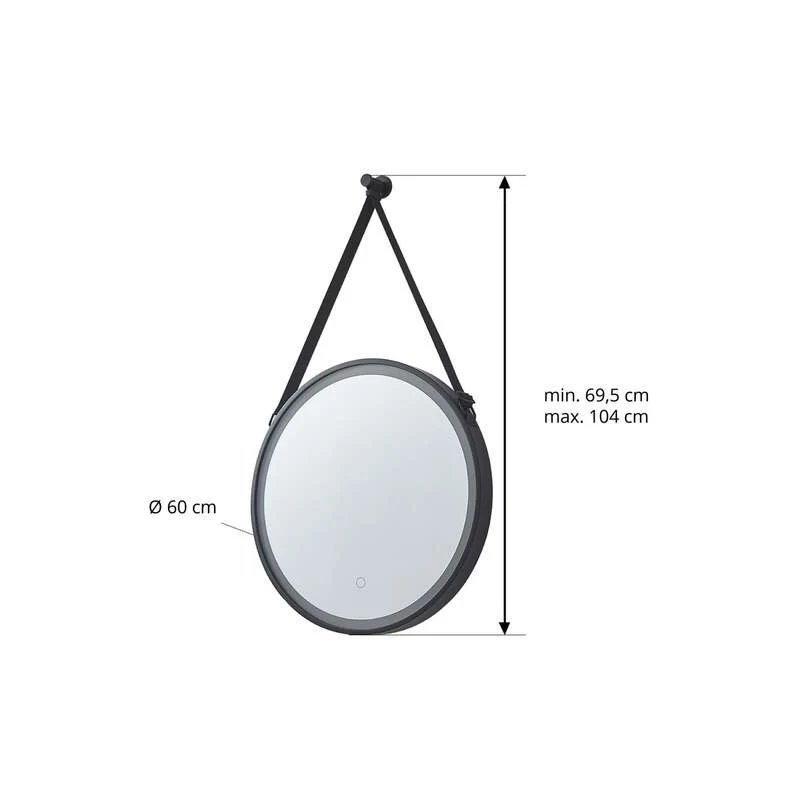 B-Ware Lucande Spiegel Badezimmerspiegel Lelin LED beleuchteter Spiegel CCT schwarz Alu