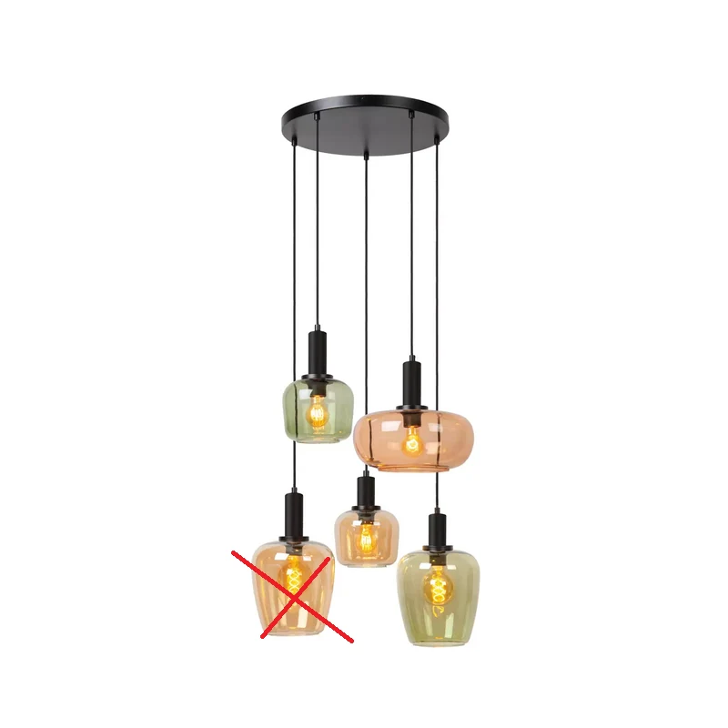 B-Ware Lucide Pendelleuchte Ilona Glas Multicolor Deckenlampe Lampe SIEHE TEXT/FOTO