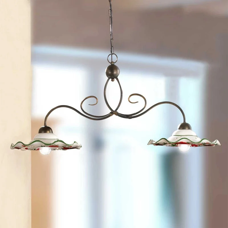 B-Ware Ceramiche Hängeleuchte ROSOLACCI Pendelleuchte Hängelampe Keramikschirm 2flg E27