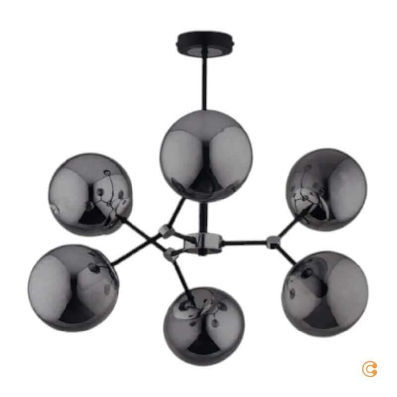 B-Ware Hängeleuchte Foton Pendelleuchte Deckenlampe sechsflammig schwarz silber