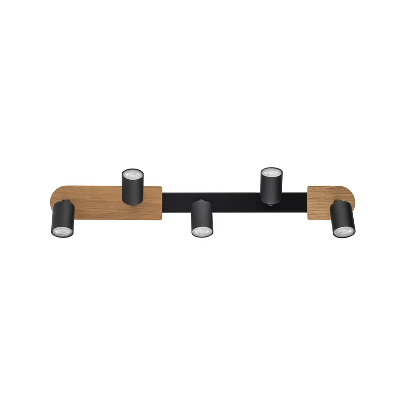 B-Ware TK Lighting Deckenspot Lampe LED GU10 schwarz holz hell fünfflammig Holz Stahl