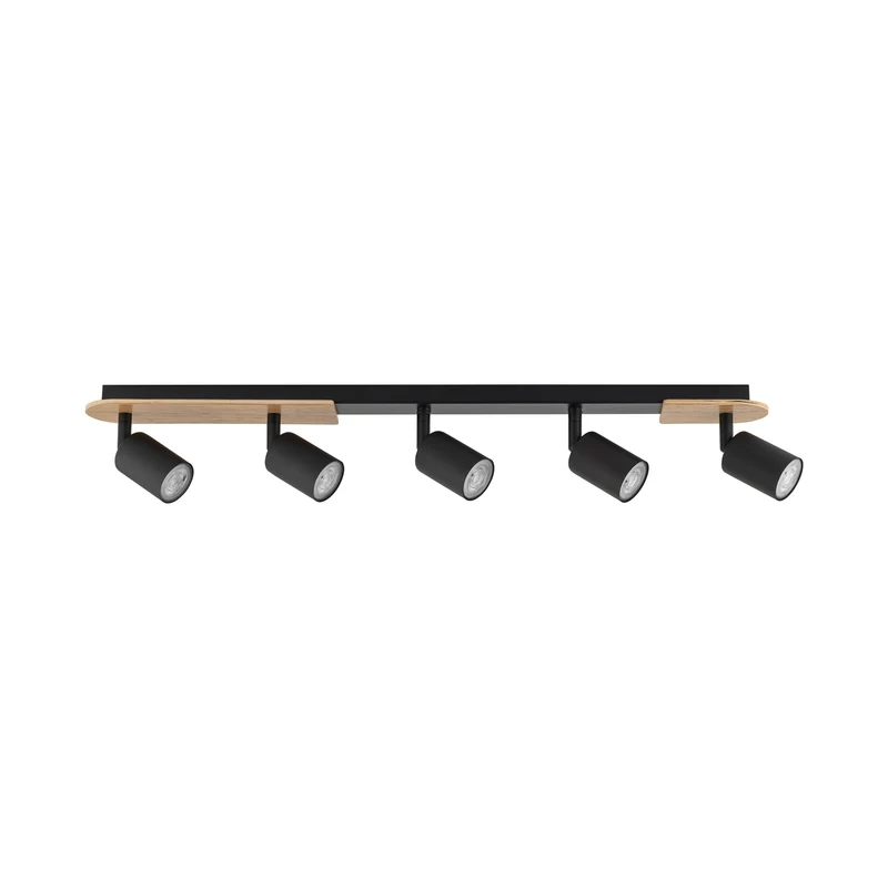 B-Ware TK Lighting Deckenspot Lampe LED GU10 schwarz holz hell fünfflammig Holz Stahl