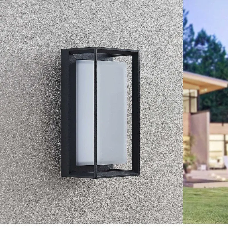 B-Ware Lucande Wandleuchte Außenleuchte LED Lampe Wandlampe dunkelgrau Glas IP65253