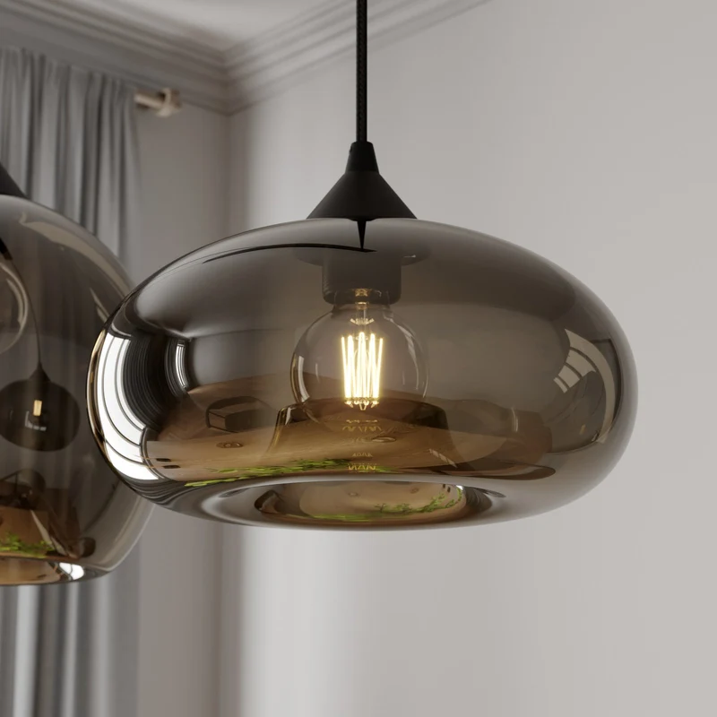 B-Ware Lindby Marla Pendelleuchte Hängelampe Deckenlampe 3flg E27 rauchgrau SIEHE TEXT