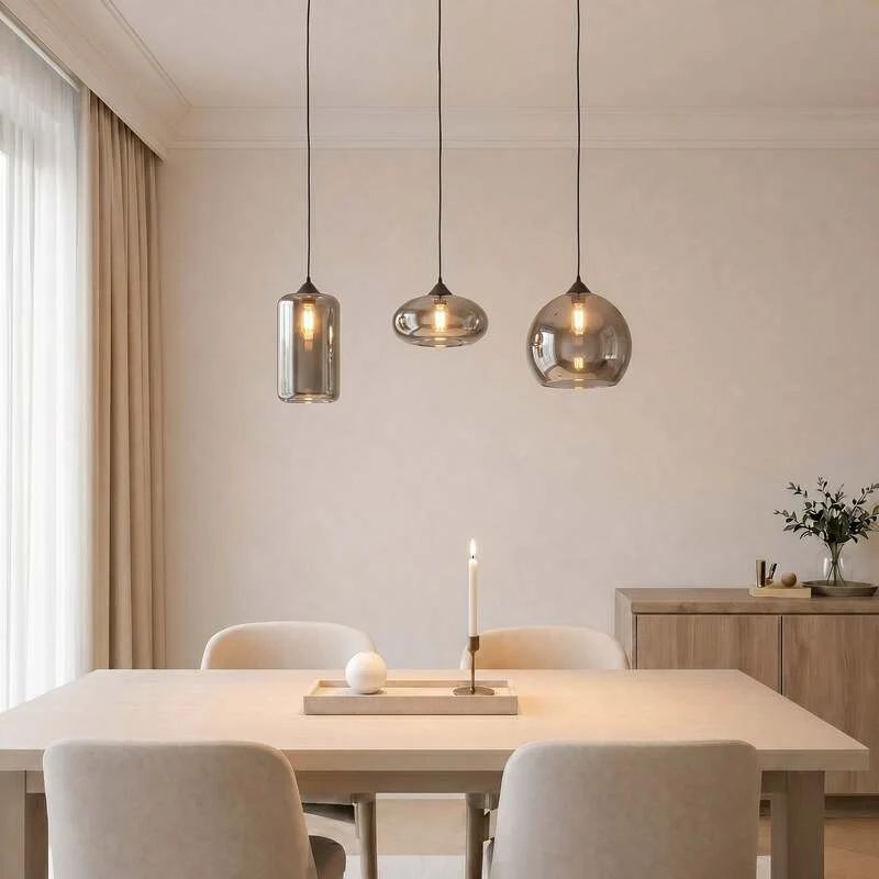 B-Ware Lindby Marla Pendelleuchte Hängelampe Deckenlampe 3flg E27 rauchgrau SIEHE TEXT