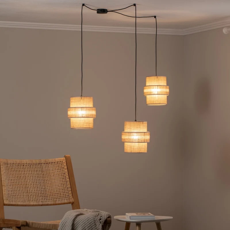 B-Ware TK Lighting Hängeleuchte Pendelleuchte Calisto Jute naturbraun 3-flammig LED E27