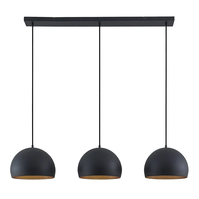 B-Ware Lindby Hängelampe Pendellampe Tarjei schwarz gold Metall Länge 120cm Esszimmer