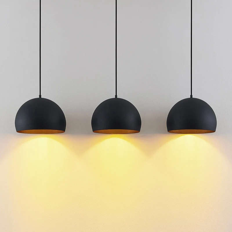 B-Ware Lindby Hängelampe Pendellampe Tarjei schwarz gold Metall Länge 120cm Esszimmer