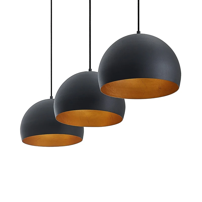 B-Ware Lindby Hängelampe Pendellampe Tarjei schwarz gold Metall Länge 120cm Esszimmer