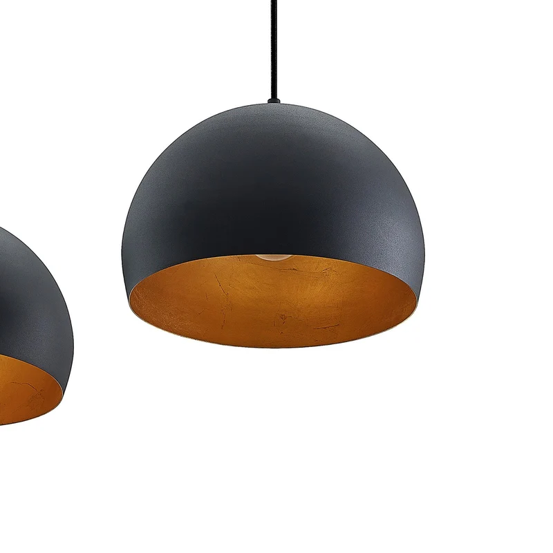 B-Ware Lindby Hängelampe Pendellampe Tarjei schwarz gold Metall Länge 120cm Esszimmer