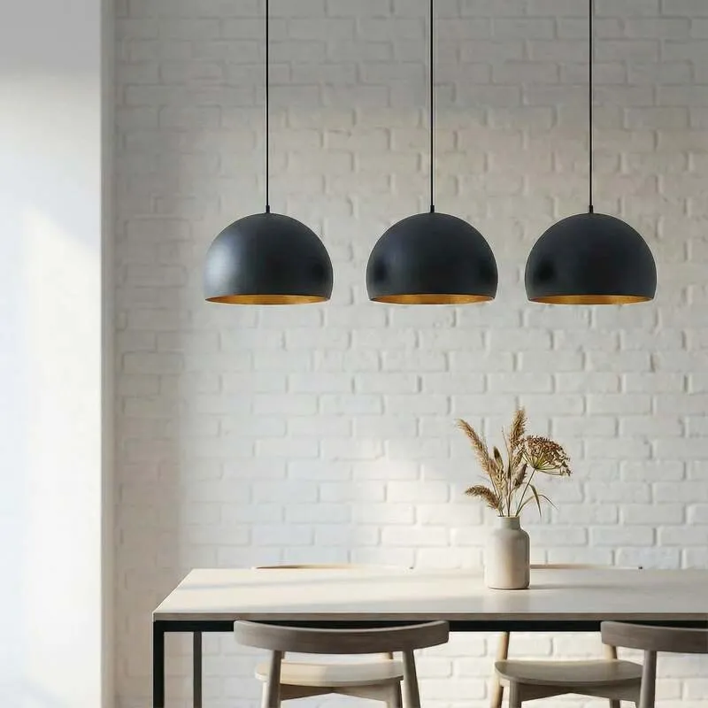 B-Ware Lindby Hängelampe Pendellampe Tarjei schwarz gold Metall Länge 120cm Esszimmer