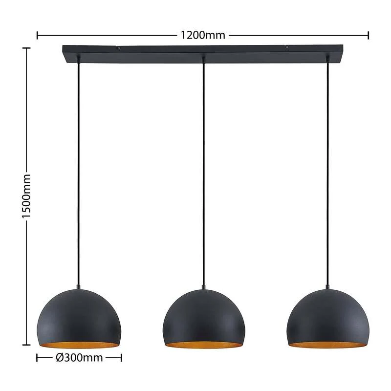 B-Ware Lindby Hängelampe Pendellampe Tarjei schwarz gold Metall Länge 120cm Esszimmer
