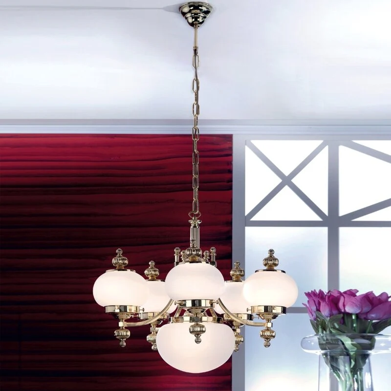 B-Ware Kronleuchter Delia messing Hängelampe Leuchte Wohnzimmer 6-flg SIEHE TEXT/FOTO