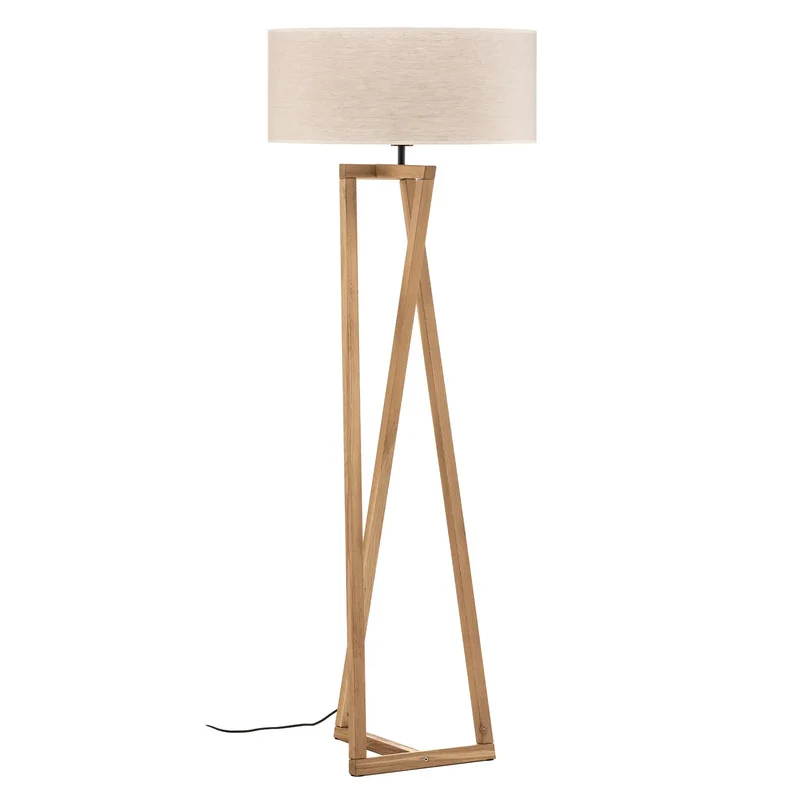 B-Ware Euluna Stehlampe Canvas Stehlampe Standleuchte Eichenholz beige SIEHE TEXT/FOTO