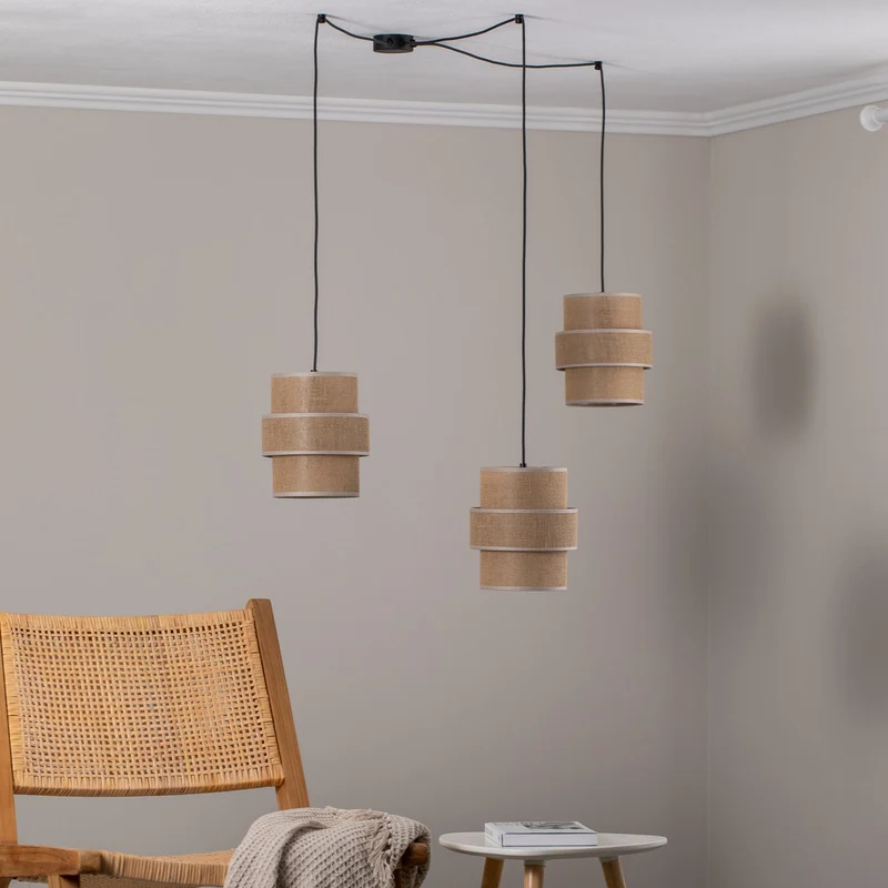 B-Ware TK Lighting Hängeleuchte Pendelleuchte Calisto Jute 3-flammig SIEHE TEXT/FOTO