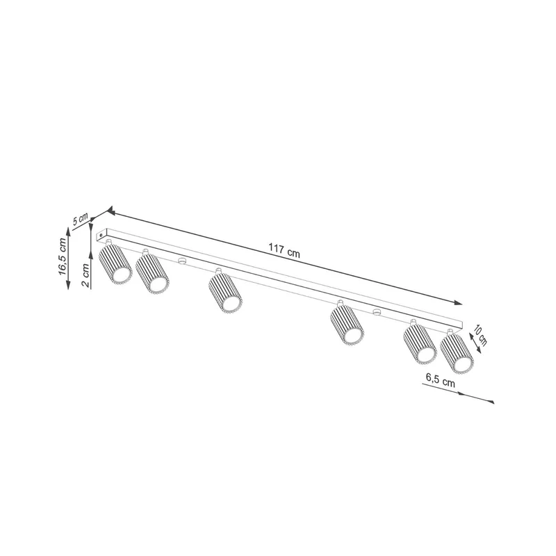 B-Ware SOLLUX LIGHTING Deckenstrahler Leuchte Lampe Gold Aluminium 117cm 6flg Karbon