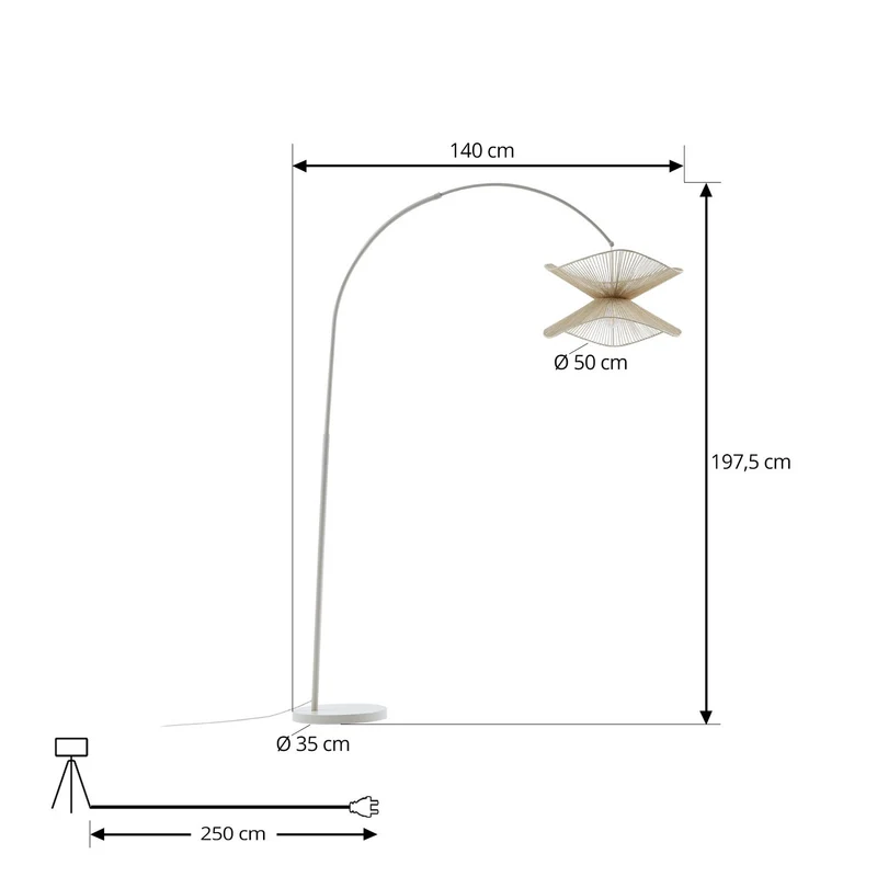 B-Ware Lindby Bogenleuchte Stehlampe Valdorin beige Papier 195 cm IP20 Lampe 3 STÜCK