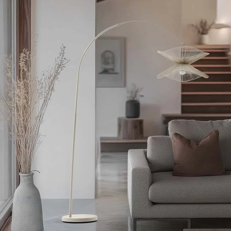 B-Ware Lindby Bogenleuchte Stehlampe Valdorin beige Papier 195 cm IP20 Lampe 3 STÜCK