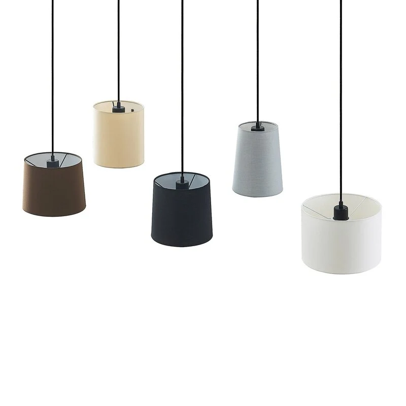 B-Ware Lindby Hängeleuchte Pendelleuchte Amilia Stoff 5-flg grau beige E27