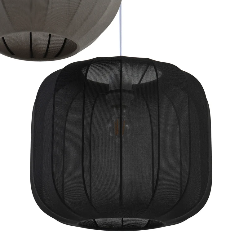 B-Ware Lindby Hängelampe Pendelleuchte Lampe schwarz weiß grau Textil 60cm 3-flammig