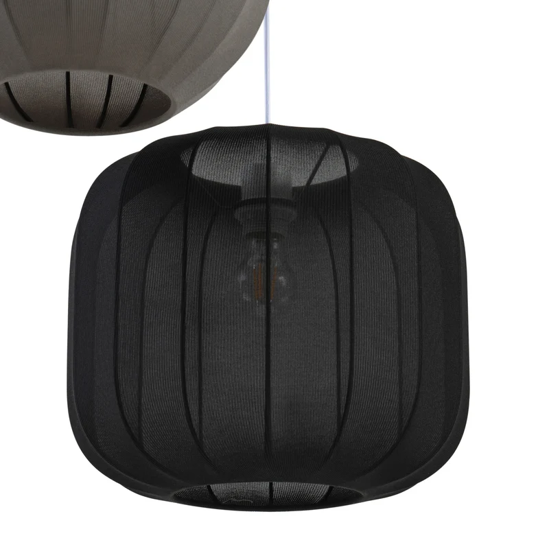 B-Ware Lindby Hängelampe Pendelleuchte Lampe schwarz weiß grau Textil 60cm 3-flammig