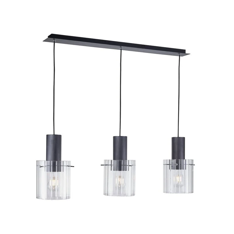 B-Ware Lucande Hängeleuchte Pendelleuchte Eirian Glas 3-flammig schwarz 90 cm Lampe119
