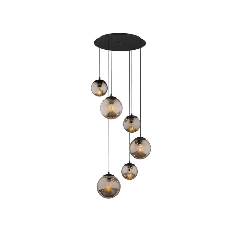B-Ware Euluna Hängeleuchte Smoky mit Glasschirmen Pendelleuchte Hängelampe Lampe 6-flg.