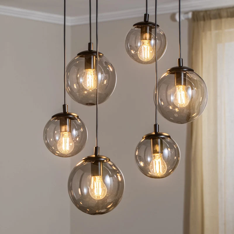 B-Ware Euluna Hängeleuchte Smoky mit Glasschirmen Pendelleuchte Hängelampe Lampe 6-flg.