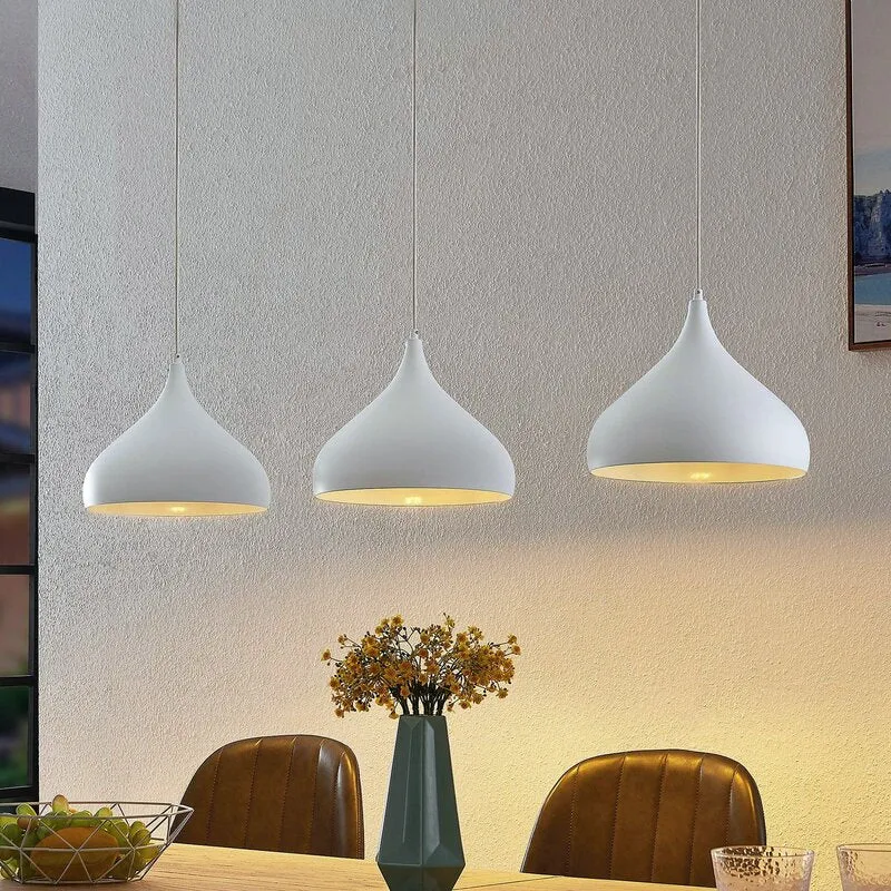 B-Ware Lindby Elamira Pendelleuchte Deckenlampe Hängeleuchte Deckenlicht E27 3-flg weiß