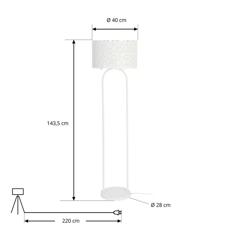 B-Ware Lindby Stehleuchte Standlampe Aralena weiß Metall Höhe 1435 cm