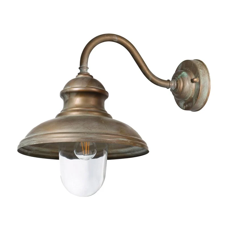B-Ware Moretti Luce Außenwandleuchte Little Mill 3351 Wandleuchte Altmessing Glas klar