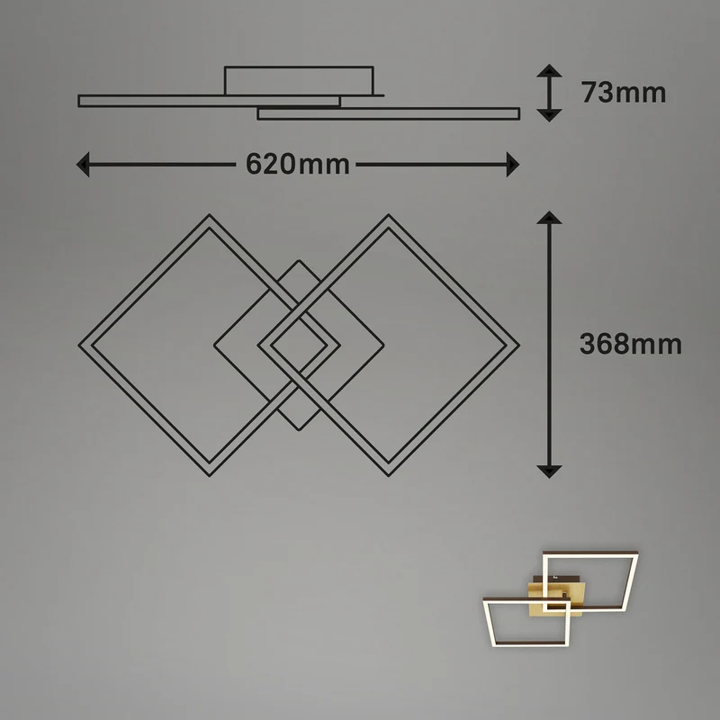 LED Deckenleuchte Deckenlampe Frame gold dimmbar Memoryfunktion Raum Beleucht654
