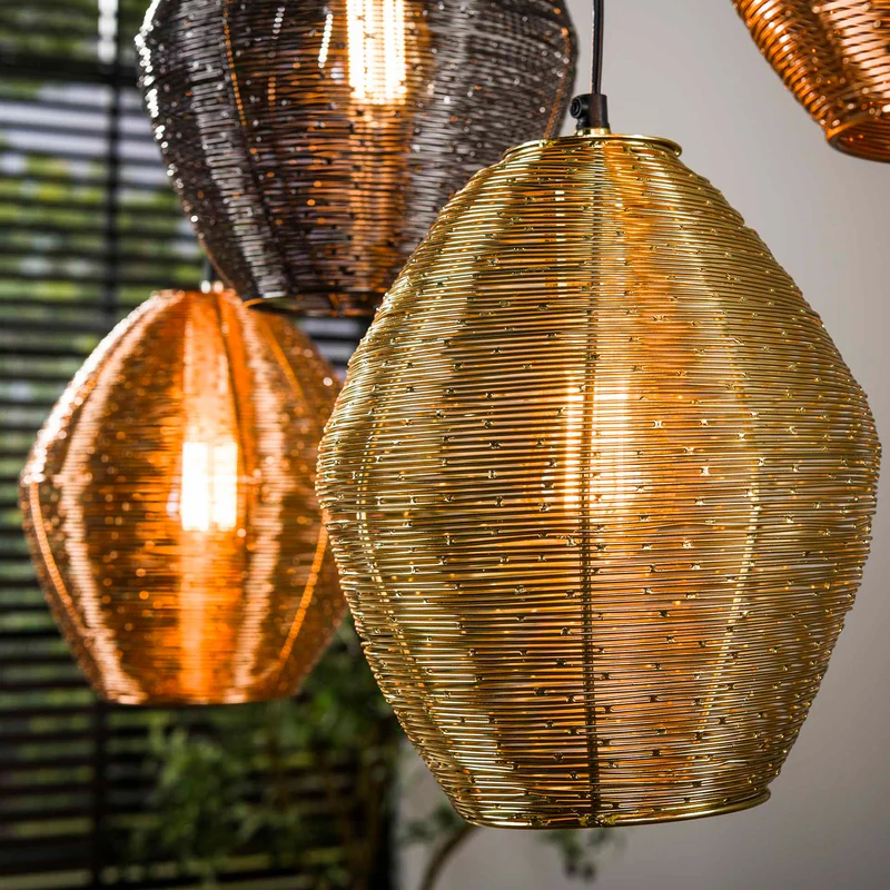 B-Ware Hängeleuchte Spoelamp 5-flammig LED Pendelleuchte dimmbar bunt metallic 118x23cm